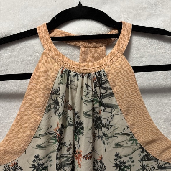 H&M Hummingbird Print Trapeze Top Flowy Boho Bird Blouse Women's Size Medium - Picture 3 of 10